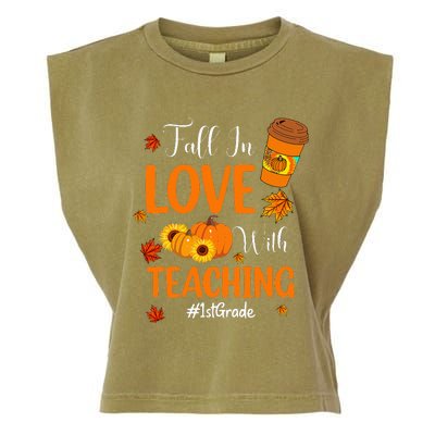 Fall In Love With Teaching 1st Grade Teacher Thanksgiving Garment-Dyed Women's Muscle Tee