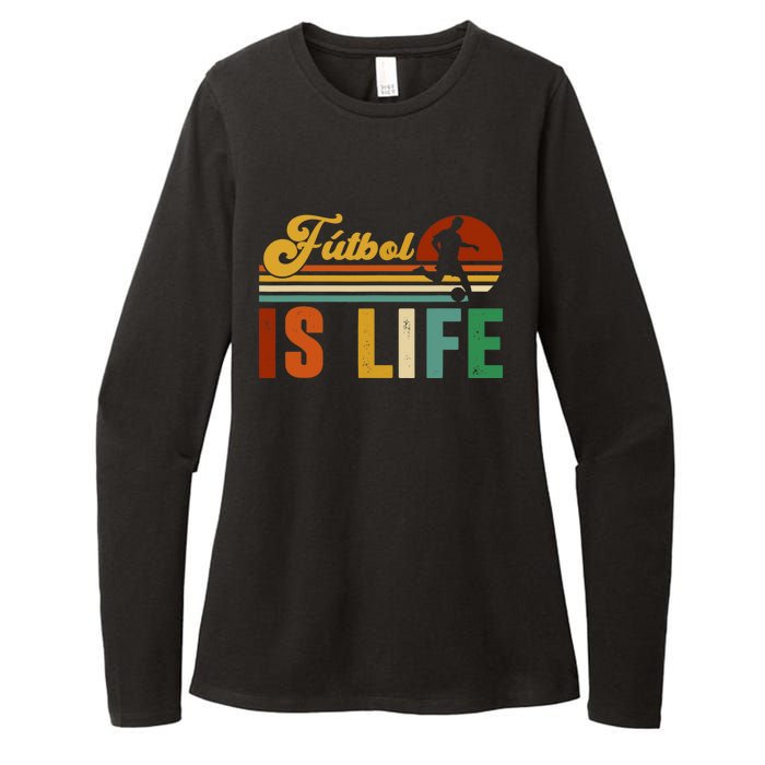 Futbol Is Life Soccer Funny Football Lover Vintage Womens CVC Long Sleeve Shirt