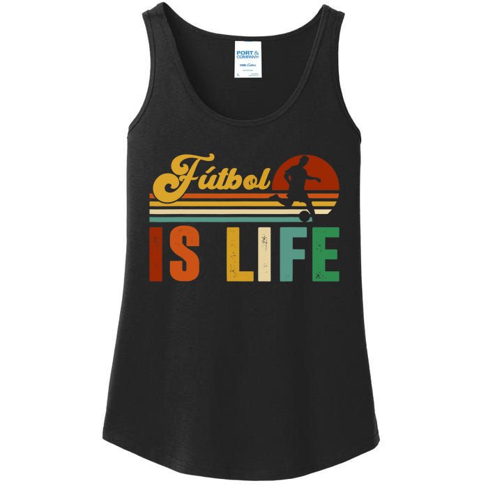 Futbol Is Life Soccer Funny Football Lover Vintage Ladies Essential Tank