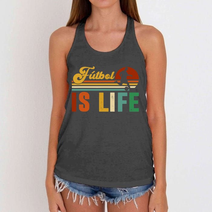 Futbol Is Life Soccer Funny Football Lover Vintage Women's Knotted Racerback Tank