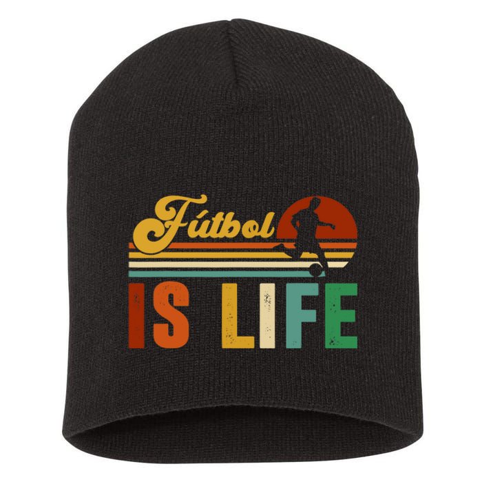 Futbol Is Life Soccer Funny Football Lover Vintage Short Acrylic Beanie