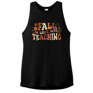 Fall In Love With Teaching Autum Thanksgiving Fall Teacher Ladies PosiCharge Tri-Blend Wicking Tank