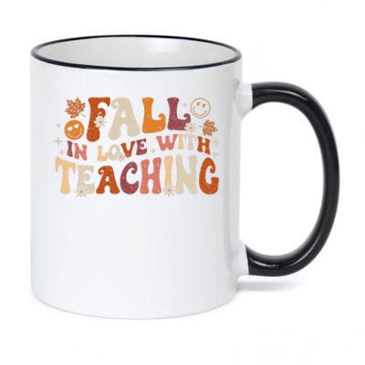 Fall In Love With Teaching Autum Thanksgiving Fall Teacher 11oz Black Color Changing Mug