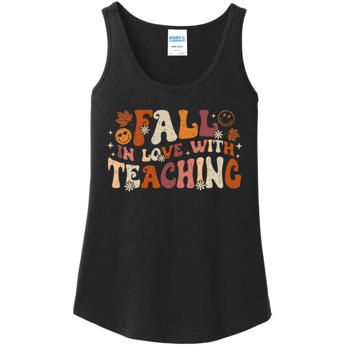 Fall In Love With Teaching Autum Thanksgiving Fall Teacher Ladies Essential Tank