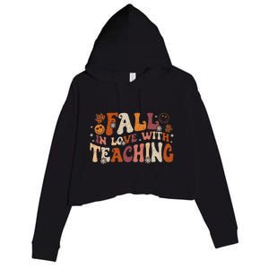 Fall In Love With Teaching Autum Thanksgiving Fall Teacher Crop Fleece Hoodie