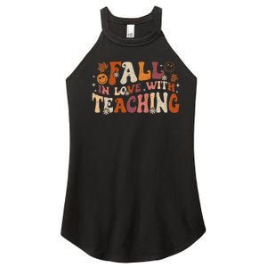 Fall In Love With Teaching Autum Thanksgiving Fall Teacher Women's Perfect Tri Rocker Tank