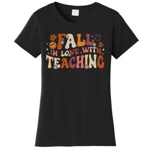 Fall In Love With Teaching Autum Thanksgiving Fall Teacher Women's T-Shirt