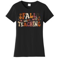 Fall In Love With Teaching Autum Thanksgiving Fall Teacher Women's T-Shirt