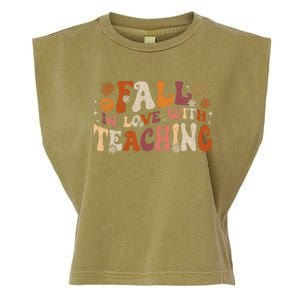 Fall In Love With Teaching Autum Thanksgiving Fall Teacher Garment-Dyed Women's Muscle Tee