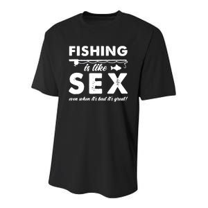 Fishing Is Like Sex Funny Dad Joke Gift For Fisherman Youth Performance Sprint T-Shirt