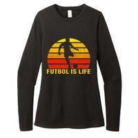 Futbol Is Life Vintage Soccer Player Sports Futbol Womens CVC Long Sleeve Shirt