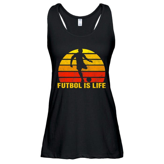 Futbol Is Life Vintage Soccer Player Sports Futbol Ladies Essential Flowy Tank