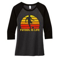 Futbol Is Life Vintage Soccer Player Sports Futbol Women's Tri-Blend 3/4-Sleeve Raglan Shirt