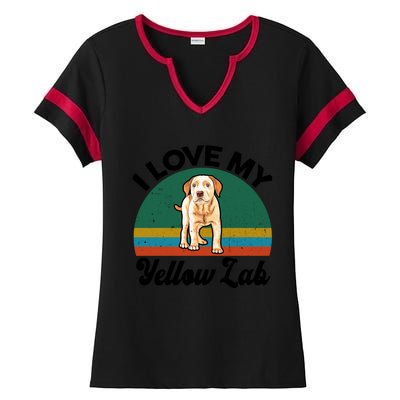 Funny I Love My Yellow Lab Labrador Retriever Mom Dad Lover Gift Ladies Halftime Notch Neck Tee