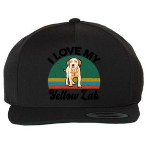 Funny I Love My Yellow Lab Labrador Retriever Mom Dad Lover Gift Wool Snapback Cap