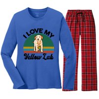 Funny I Love My Yellow Lab Labrador Retriever Mom Dad Lover Gift Women's Long Sleeve Flannel Pajama Set 