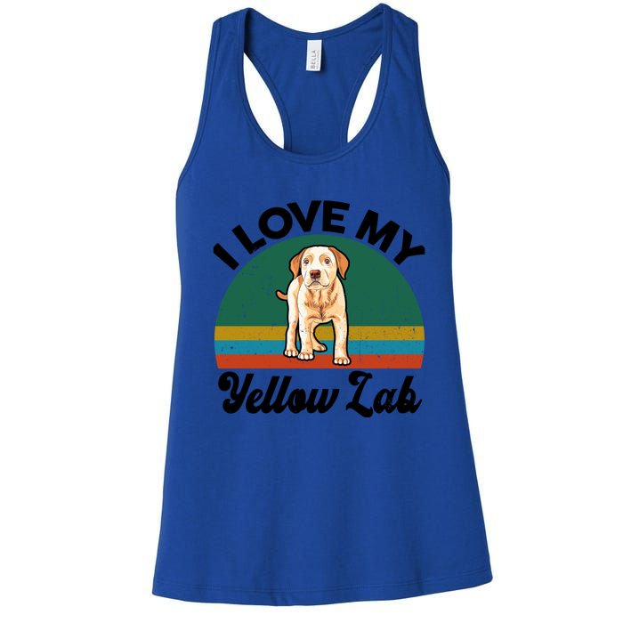 Funny I Love My Yellow Lab Labrador Retriever Mom Dad Lover Gift Women's Racerback Tank