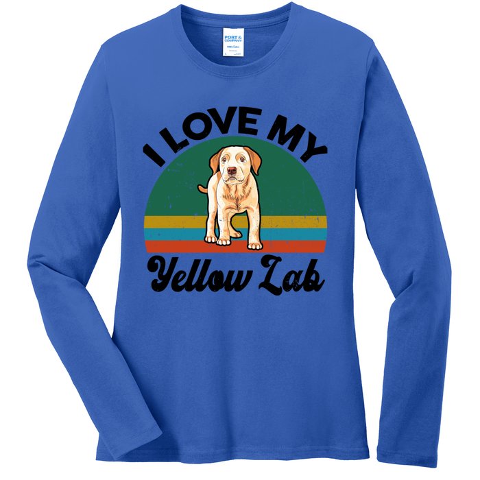 Funny I Love My Yellow Lab Labrador Retriever Mom Dad Lover Gift Ladies Long Sleeve Shirt