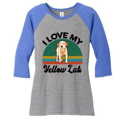 Funny I Love My Yellow Lab Labrador Retriever Mom Dad Lover Gift Women's Tri-Blend 3/4-Sleeve Raglan Shirt