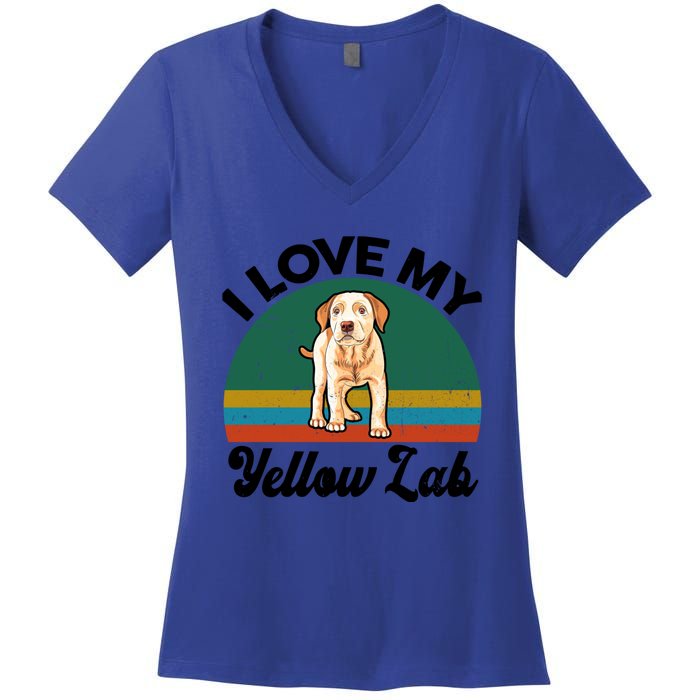 Funny I Love My Yellow Lab Labrador Retriever Mom Dad Lover Gift Women's V-Neck T-Shirt