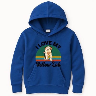 Funny I Love My Yellow Lab Labrador Retriever Mom Dad Lover Gift Kids Hoodie