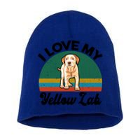 Funny I Love My Yellow Lab Labrador Retriever Mom Dad Lover Gift Short Acrylic Beanie