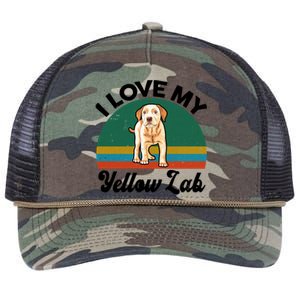 Funny I Love My Yellow Lab Labrador Retriever Mom Dad Lover Gift Retro Rope Trucker Hat Cap