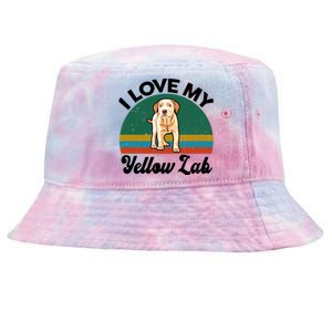 Funny I Love My Yellow Lab Labrador Retriever Mom Dad Lover Gift Tie-Dyed Bucket Hat