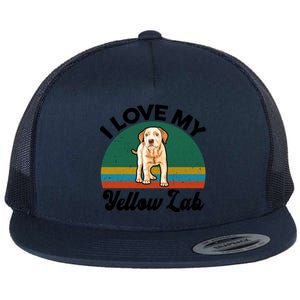 Funny I Love My Yellow Lab Labrador Retriever Mom Dad Lover Gift Flat Bill Trucker Hat