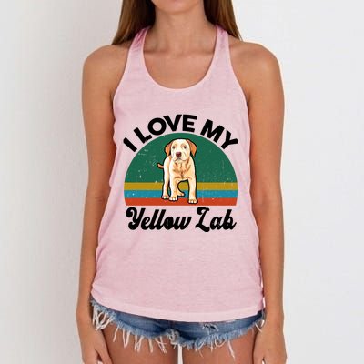 Funny I Love My Yellow Lab Labrador Retriever Mom Dad Lover Gift Women's Knotted Racerback Tank