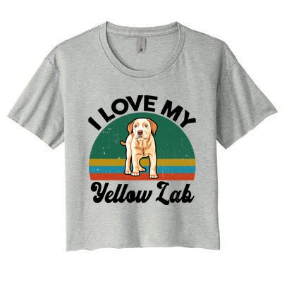 Funny I Love My Yellow Lab Labrador Retriever Mom Dad Lover Gift Women's Crop Top Tee