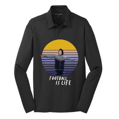 Football Is Life Vintage Sunset Silk Touch Performance Long Sleeve Polo