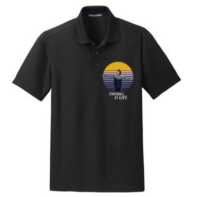 Football Is Life Vintage Sunset Dry Zone Grid Polo