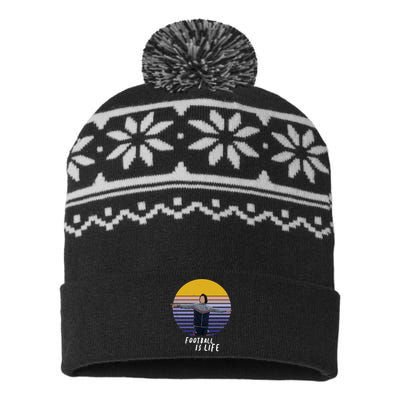 Football Is Life Vintage Sunset USA-Made Snowflake Beanie