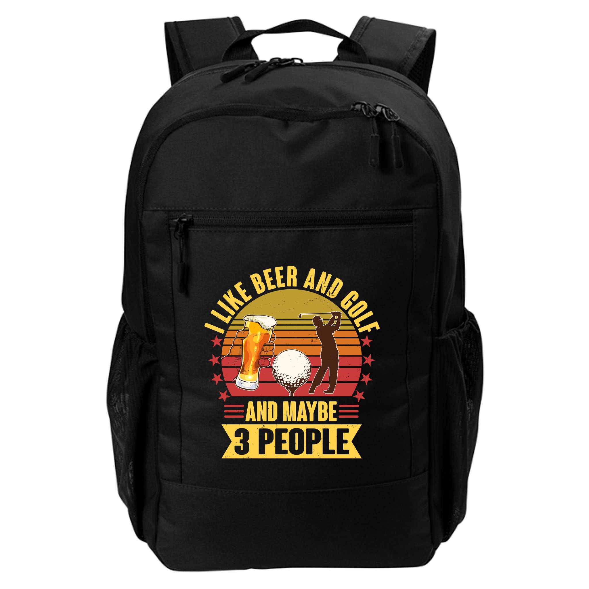 Funny I Like Beer And Golf And Maybe 3 People Backpack