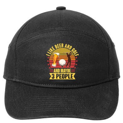 Funny I Like Beer And Golf And Maybe 3 People 7-Panel Snapback Hat