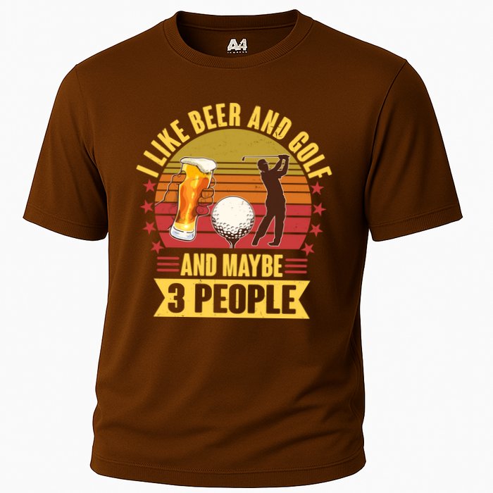 Funny I Like Beer And Golf And Maybe 3 People Cooling Performance Crew T-Shirt