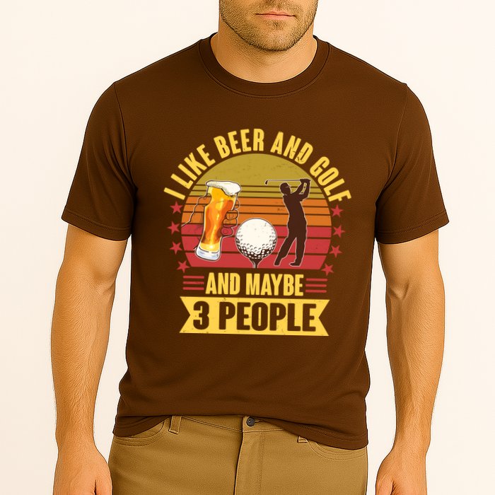 Funny I Like Beer And Golf And Maybe 3 People Cooling Performance Crew T-Shirt