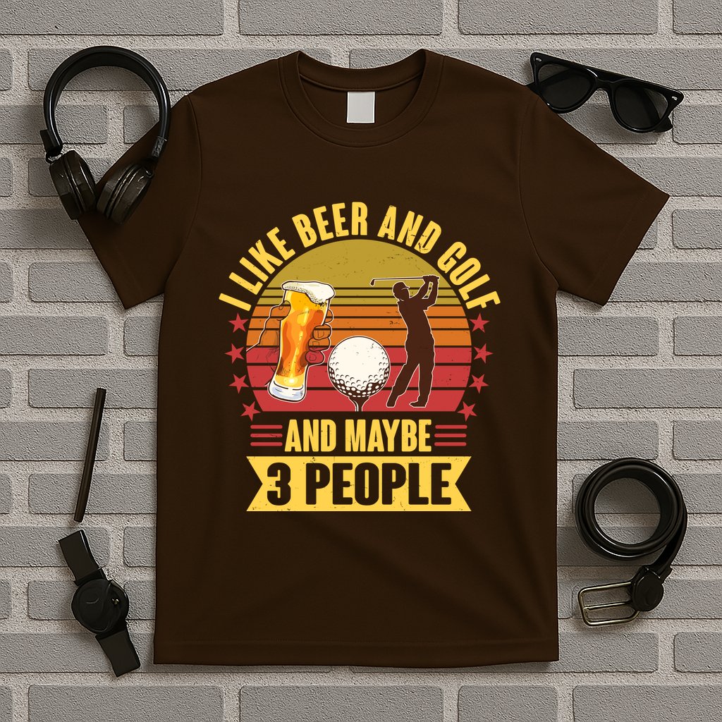 Funny I Like Beer And Golf And Maybe 3 People T-Shirt