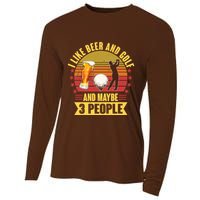 Funny I Like Beer And Golf And Maybe 3 People Cooling Performance Long Sleeve Crew