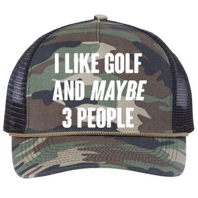 Funny I Like Golf And Maybe 3 People Retro Rope Trucker Hat Cap