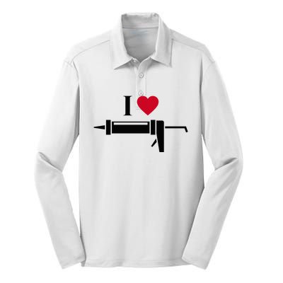 Funny I Love Caulk Handyman and Handy Woman Design  Silk Touch Performance Long Sleeve Polo