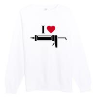 Funny I Love Caulk Handyman and Handy Woman Design  Premium Crewneck Sweatshirt