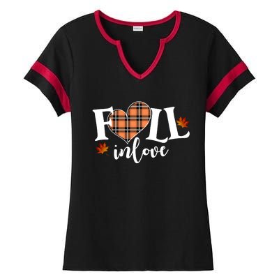 Fall In Love Cute Gift Ladies Halftime Notch Neck Tee