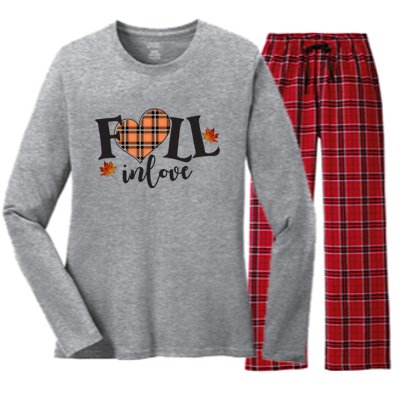 Fall In Love Cute Gift Women's Long Sleeve Flannel Pajama Set 