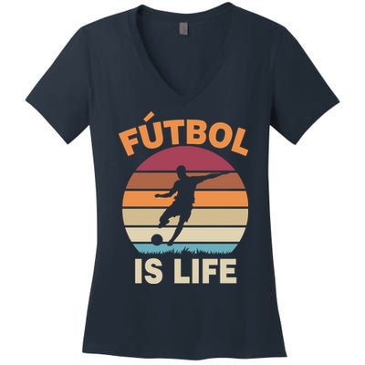 Futbol Is Life Women's V-Neck T-Shirt