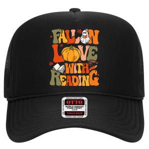 Fall In Love With Reading Book Autumn Pumpkins And Teachers High Crown Mesh Back Trucker Hat