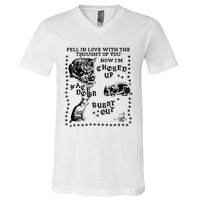 Fell In Love With The Thought Of You Now IM Choked Up Face Down V-Neck T-Shirt