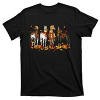 Fall In Love With Cute Horses Thanksgiving Happy Fall Season T-Shirt