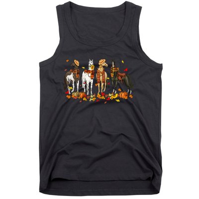 Fall In Love With Cute Horses Thanksgiving Happy Fall Season Tank Top